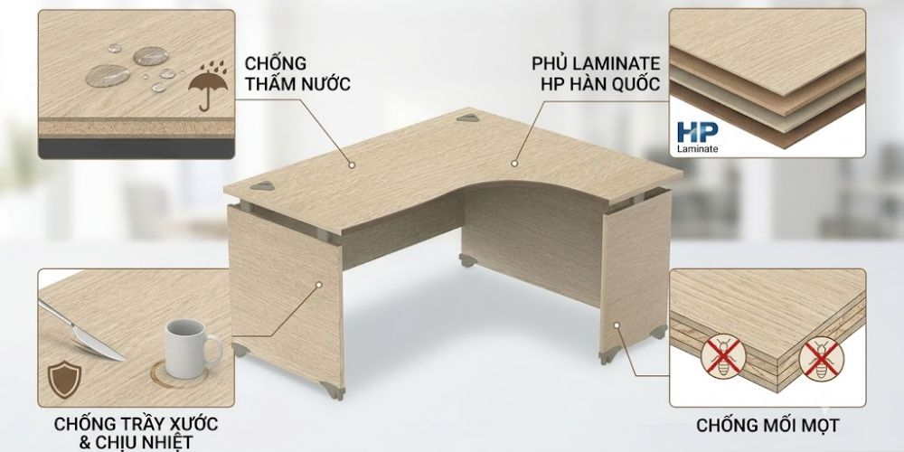 Bàn CP1400HR sử dụng chất liệu cao cấp, có độ bền cao