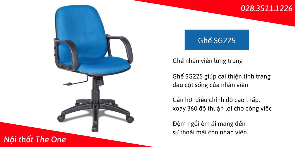 Ghế SG225 nổi bật nhờ các tính năng hữu ích mang lại cho người dùng. 