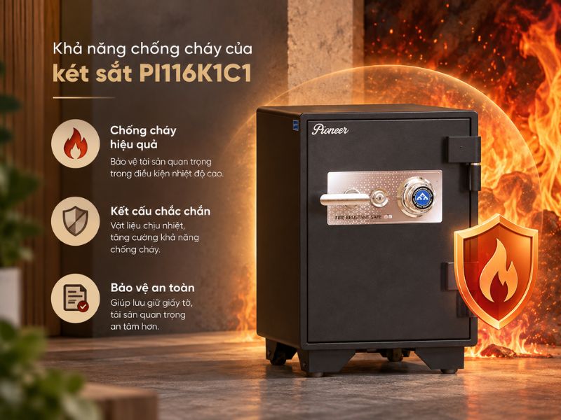 Khả năng chống cháy của két sắt PI116K1C1