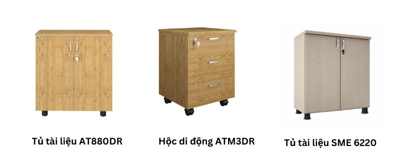 Hộc tủ di động kết hợp với bàn làm việc