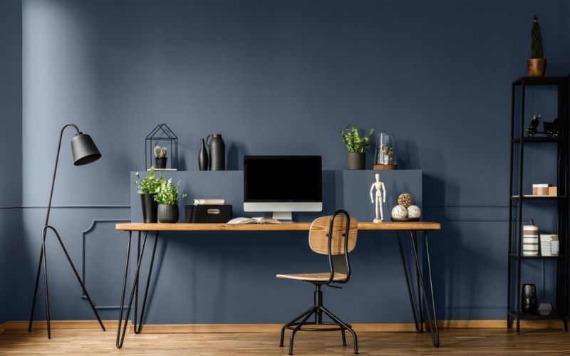 Mẫu bàn làm việc màu xanh