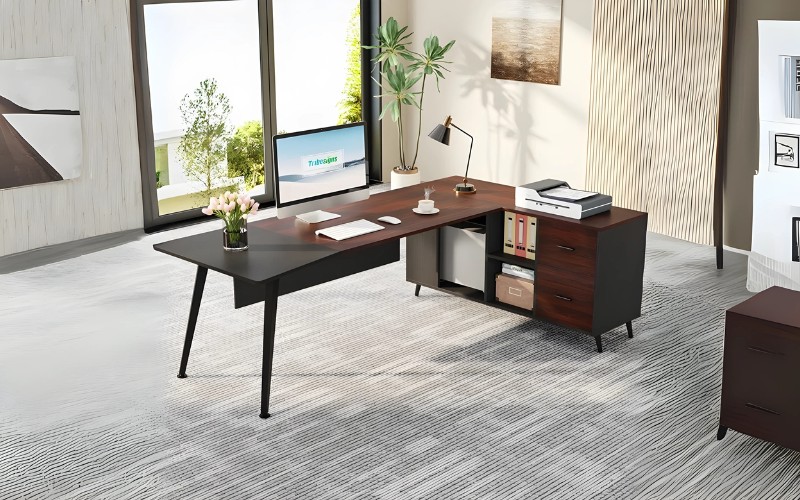 Bàn MDF có tiện ích (ngăn CPU, liền kệ)