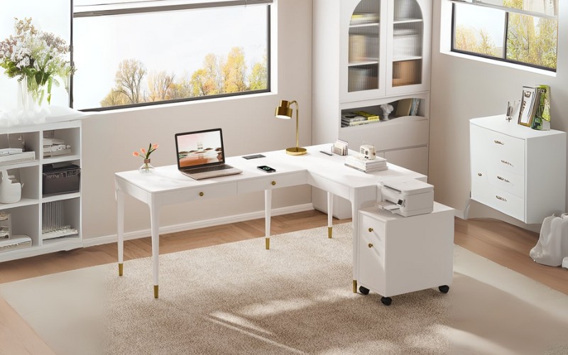 Bàn gỗ MDF màu trắng