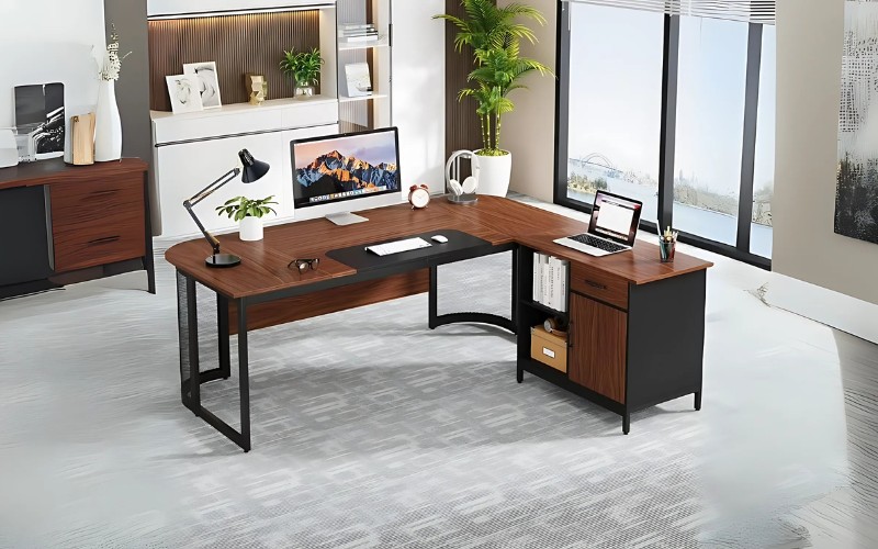 Bàn làm việc gỗ MDF chữ L