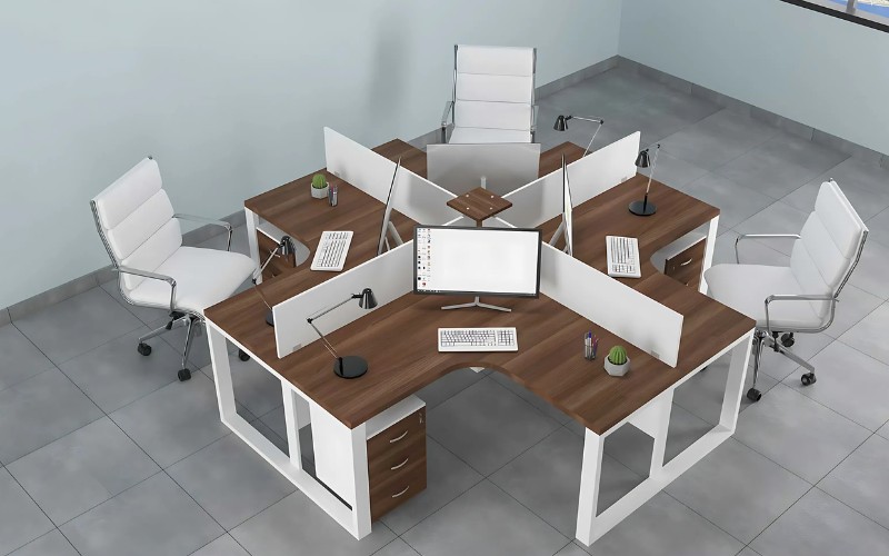 Bàn làm việc theo cụm 4 người