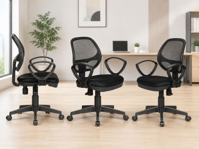 Ghế lưới nhỏ gọn GL101 có tay vịn hỗ trợ tư thế