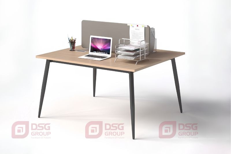 Bàn làm việc 2 chỗ 1m8 có vách ngăn tiện lợi