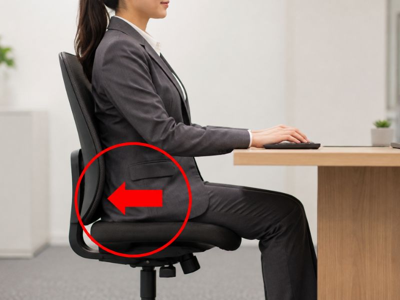 Đẩy phần hông sát vào lưng ghế