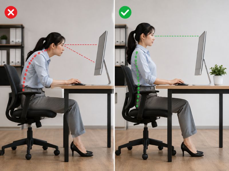 Tay và cách tay tạo 90 độ giúp bạn dễ đánh máy hơn