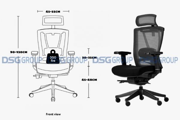 Chiều cao của tay ghế và mặt ghế văn phòng