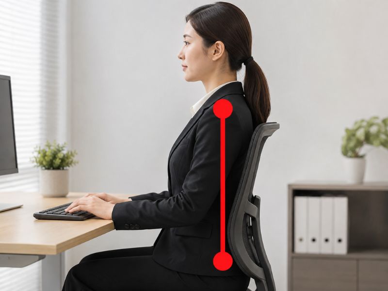Tư thế ngồi thẳng lưng khi làm việc