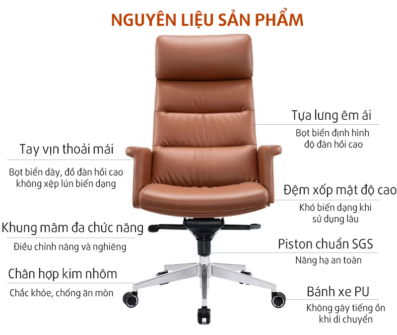 Chi tiết chất liệu của ghế 6660A