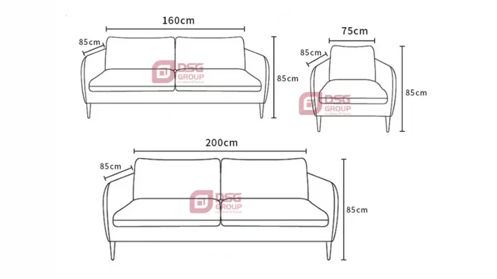 Kích thước ghế sofa phòng ngủ chi tiết đầy đủ