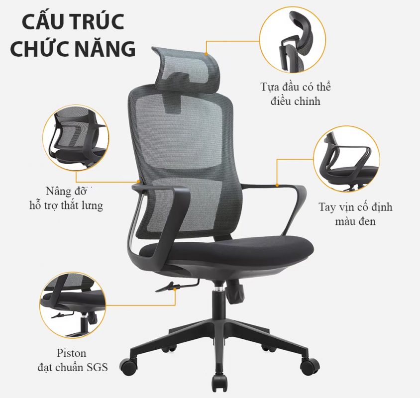 Cấu trúc chức năng đầy đủ của ghế văn phòng LM-158