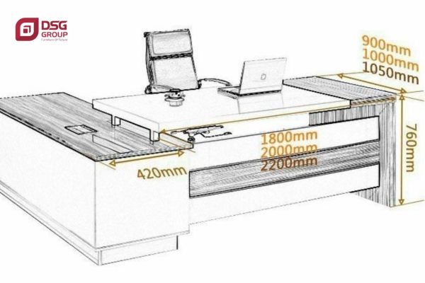 Những kích thước thông dụng giành cho bàn giám đốc