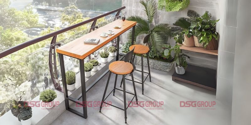 Chiều cao ghế quầy cho ban công mẫu 2
