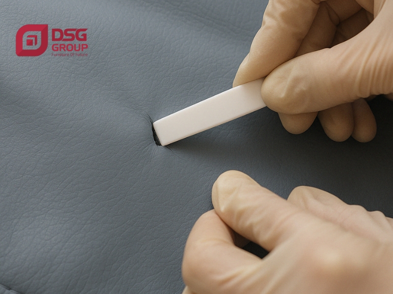 Bước 3: Chèn miếng dán phụ phía sau lớp da