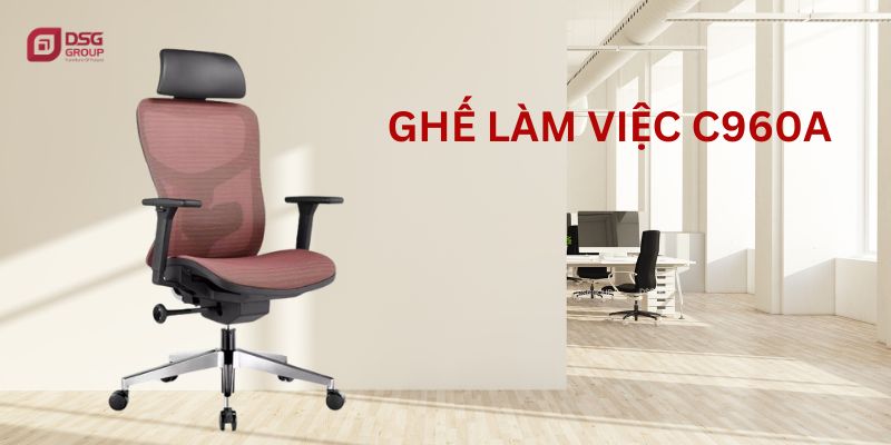 Mẫu ghế tựa lưới C960A gây ấn tượng với thiết kế nhẹ nhàng
