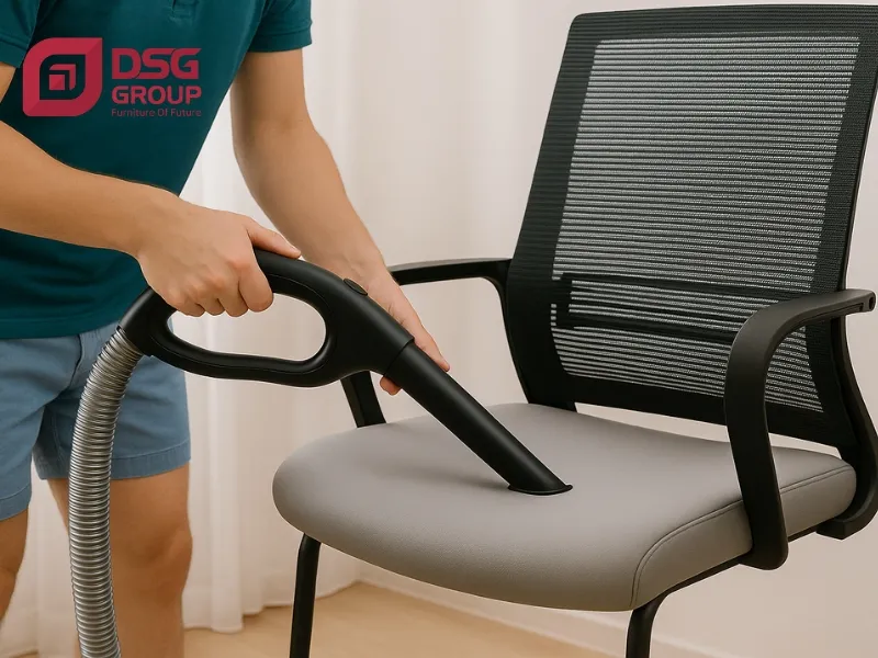 Dùng máy hút bụi loại nhỏ làm sạch bụi li ti