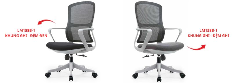 Ghế có hai phiên bản gồm khung tựa nhựa màu ghi – đệm
