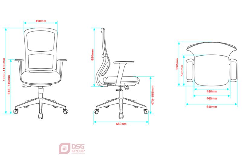 Kích thước ghế LM158B