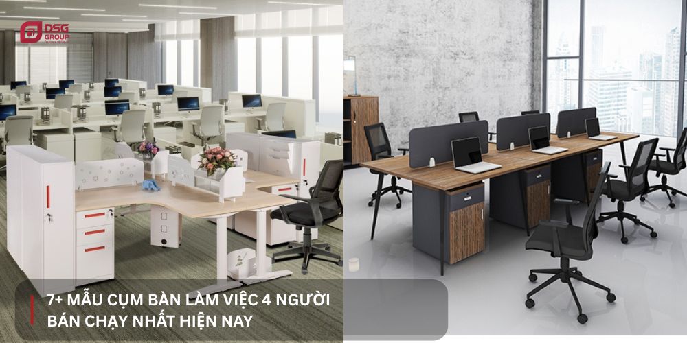Gợi ý 7 mẫu cụm bàn làm việc 4 người