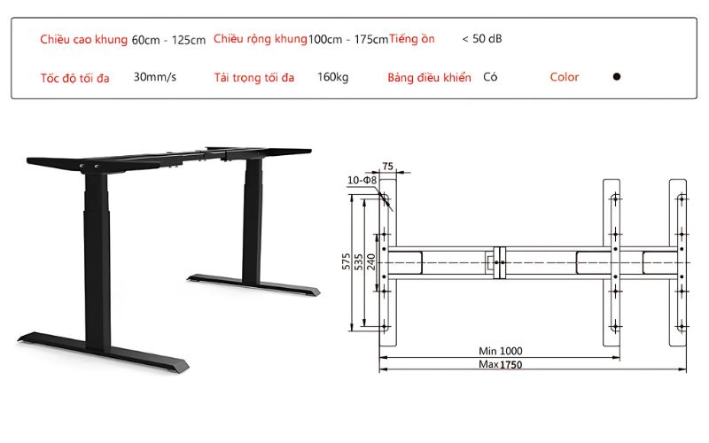 Diện tích bàn đủ rộng để đặt nhiều thiết bị