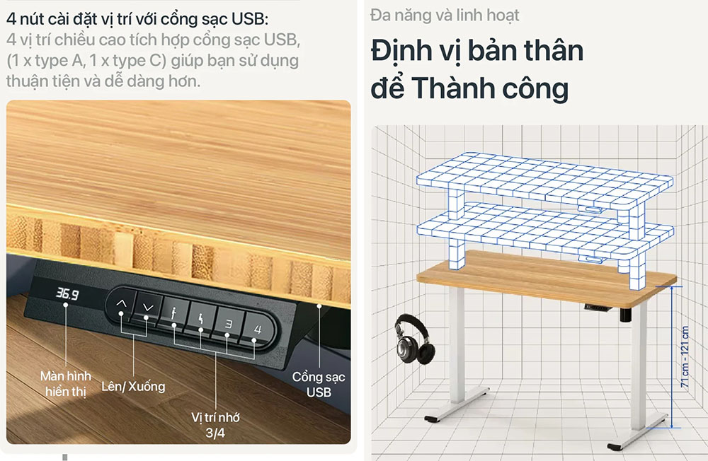 Mẫu Bàn làm việc thông minh BNH105