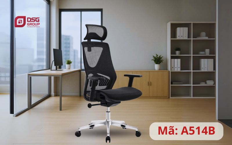 Ghế công thái học A514B lưới Full Black