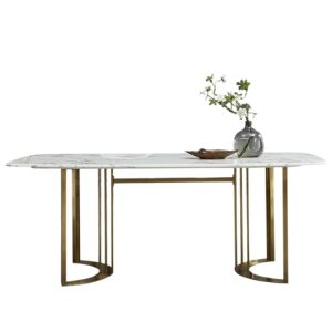 Bàn Ceramic chân inox mạ vàng