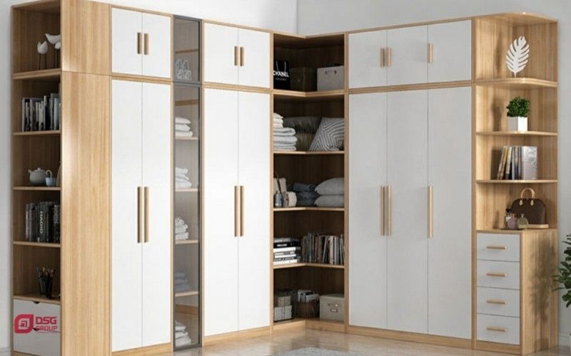 Kích thước tủ quần áo chữ L sang trọng 