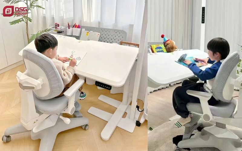 Bàn học thông minh nâng hạ điện A-12001 và Ghế DRY-A06 dành cho các bé