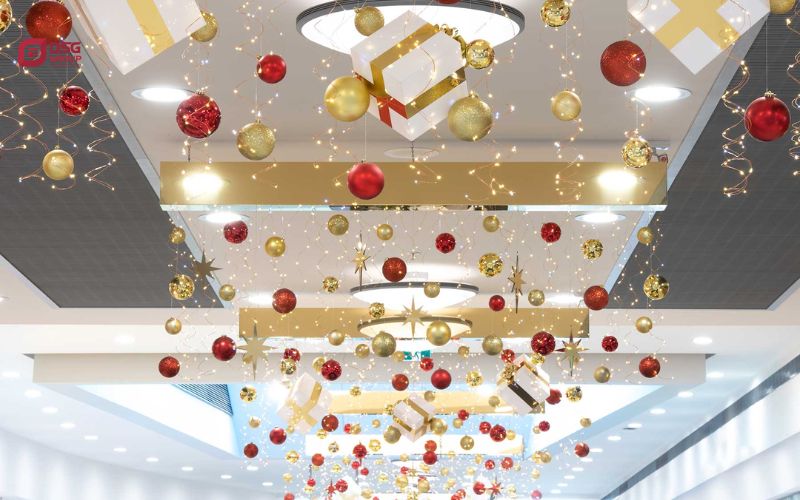 Trần phòng ý tưởng trang trí noel nổi bật, đẹp mắt