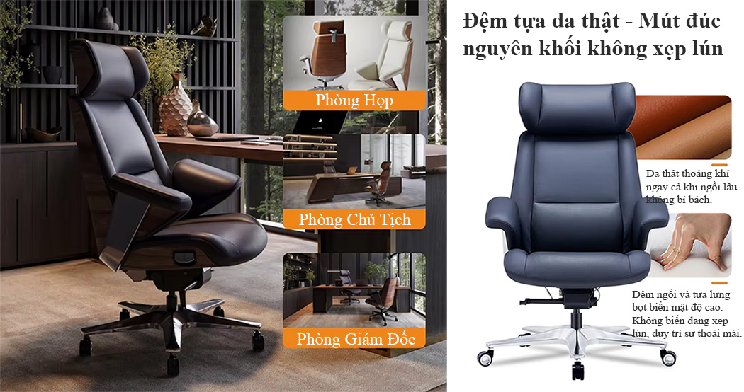 Ghế Executive CEO-02G được thiết kế với phần da cao cấp tỉ mỉ