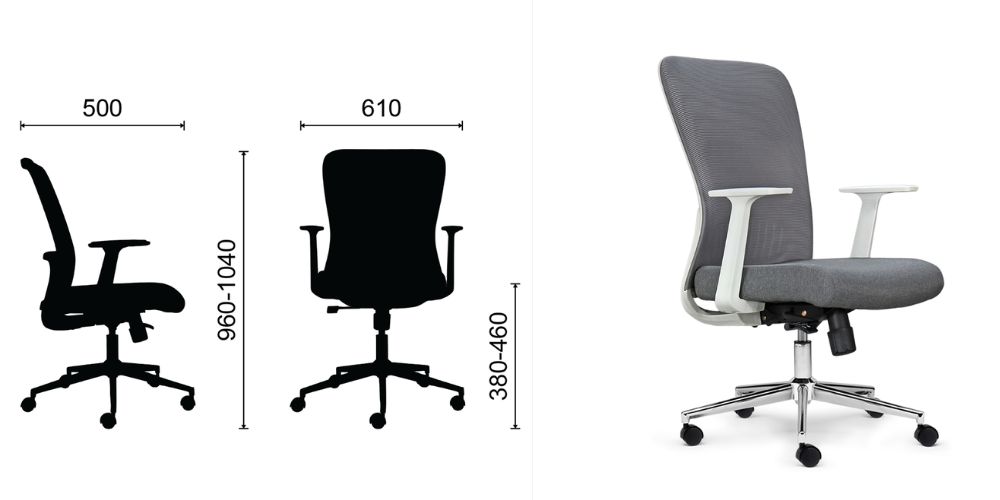 Chi tiết về kích thước của ghế M1101 T - 01