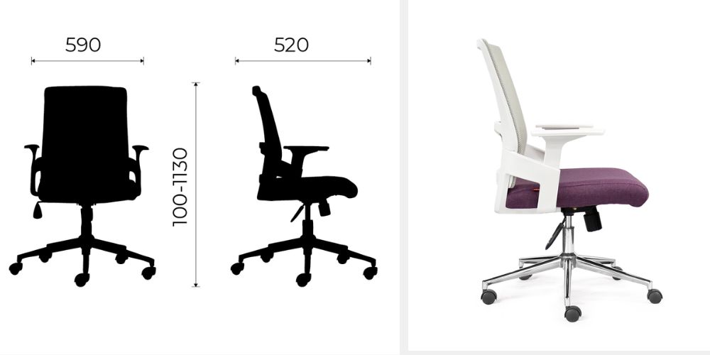 Kích thước ghế thoải mái khi sử dụng ghế làm việc M1086-01
