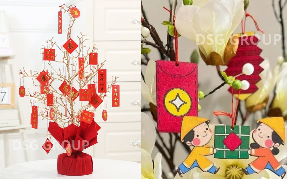 Decor văn phòng Tết với bao lì xì