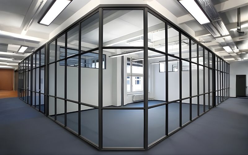 Tấmngăn phòng bằng gỗ kết hợp kính