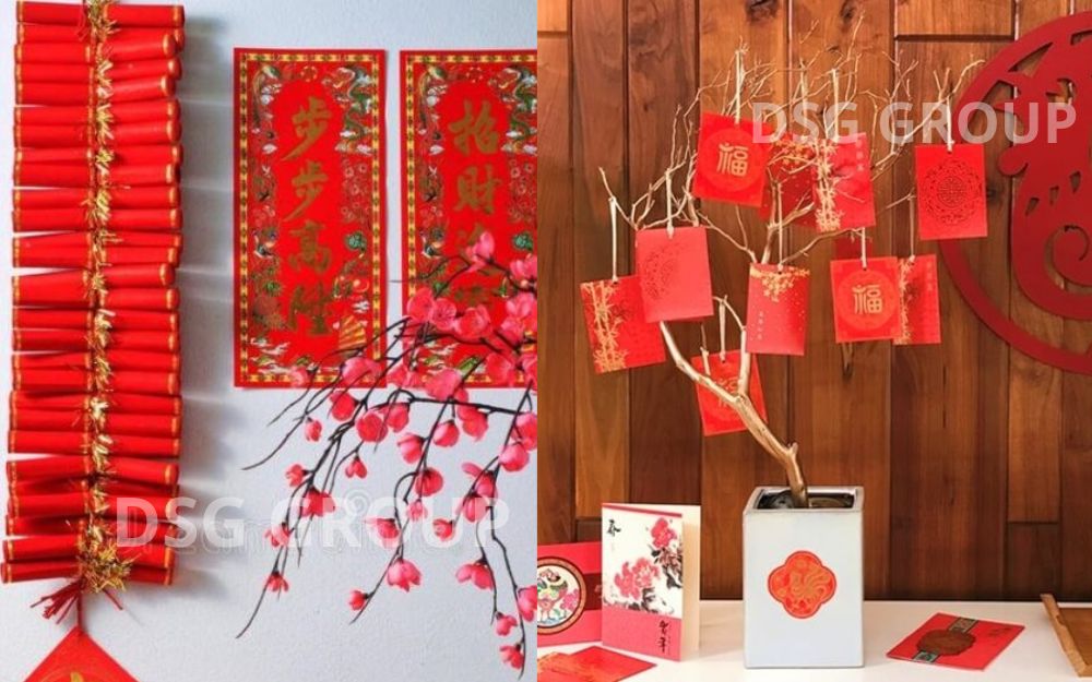 Trang trí văn phòng ngày Tết ấn tượng bằng bao lì xì đỏ
