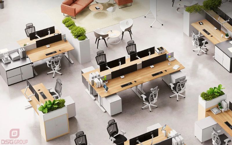 Bàn làm việc cụm dành cho văn phòng hiện nay