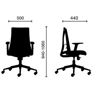 Kích thước của mẫu ghế làm việc M1087 D - 02