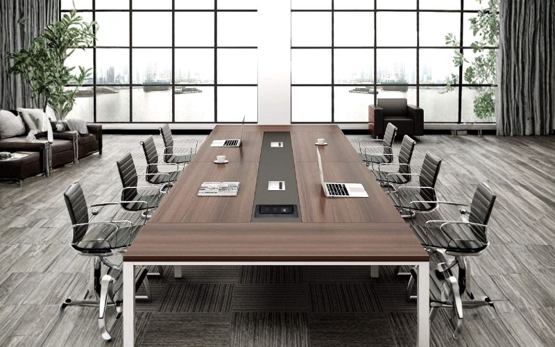 Bàn họp có ổ điện chân sắt cực kỳ chắc chắn