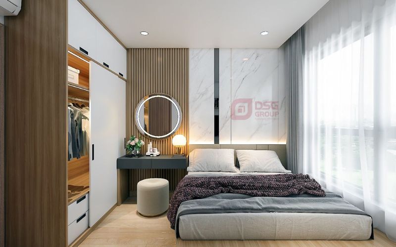 Bố trí bàn trang điểm cạnh giường ngủ