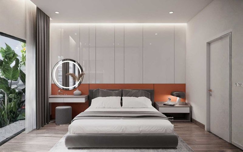 Mẫu 3 ố trí bàn trang điểm cạnh giường ngủ