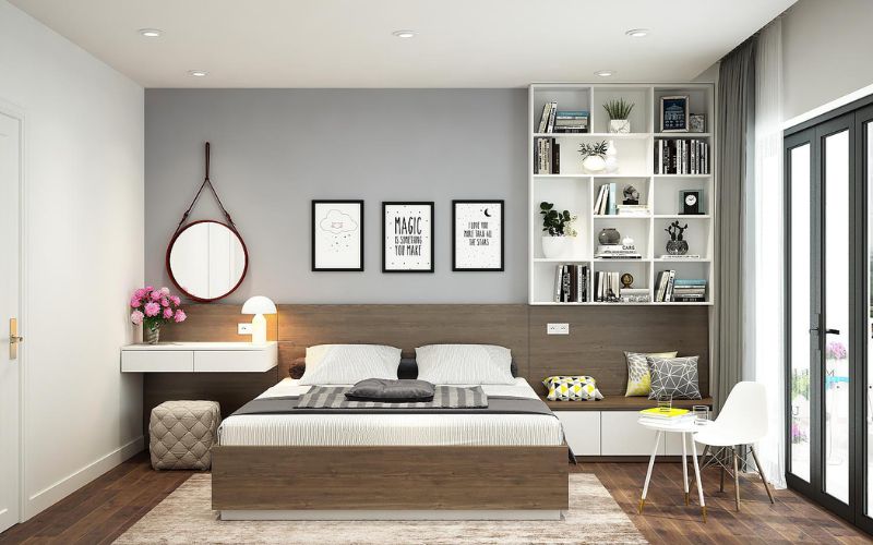 Mẫu 3 bố trí bàn trang điểm cạnh giường ngủ