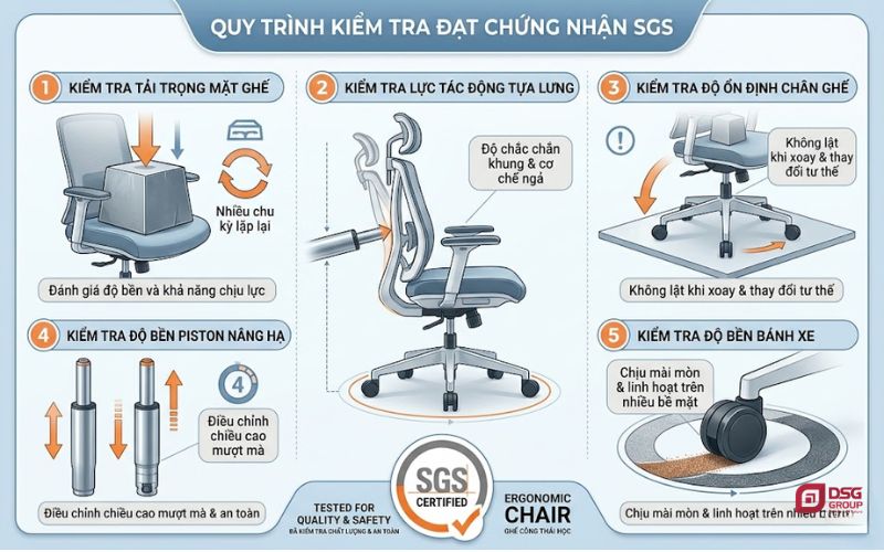 Các bài kiểm tra mà các mẫu ghế phải trải qua để đạt SGS