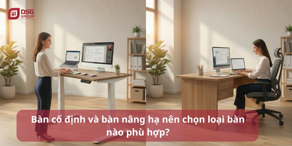 So sánh bàn nâng hạ và bàn cố định