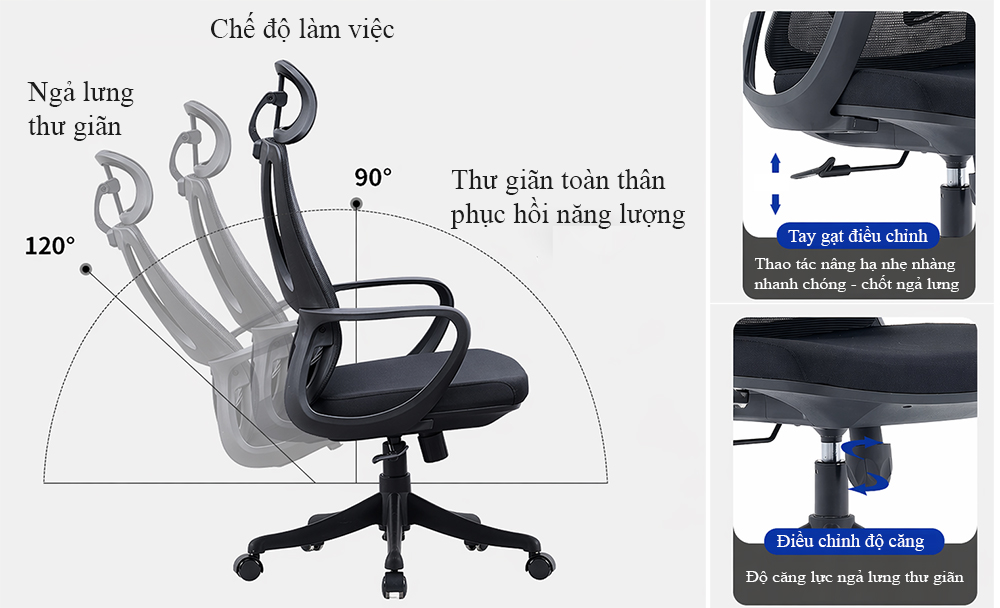 Ghế lưới A286 với thiết kế hiện đại chuẩn công thái học 