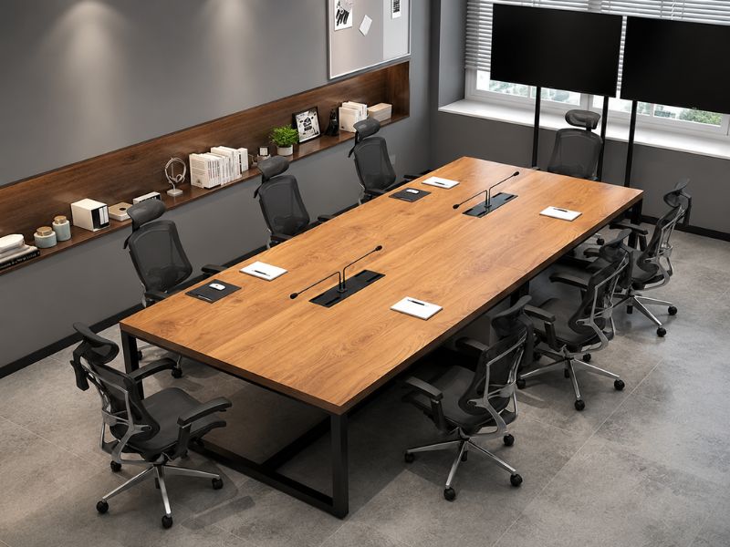 Bàn họp gỗ MDF hình chữ nhật cho phòng họp chuyên nghiệp