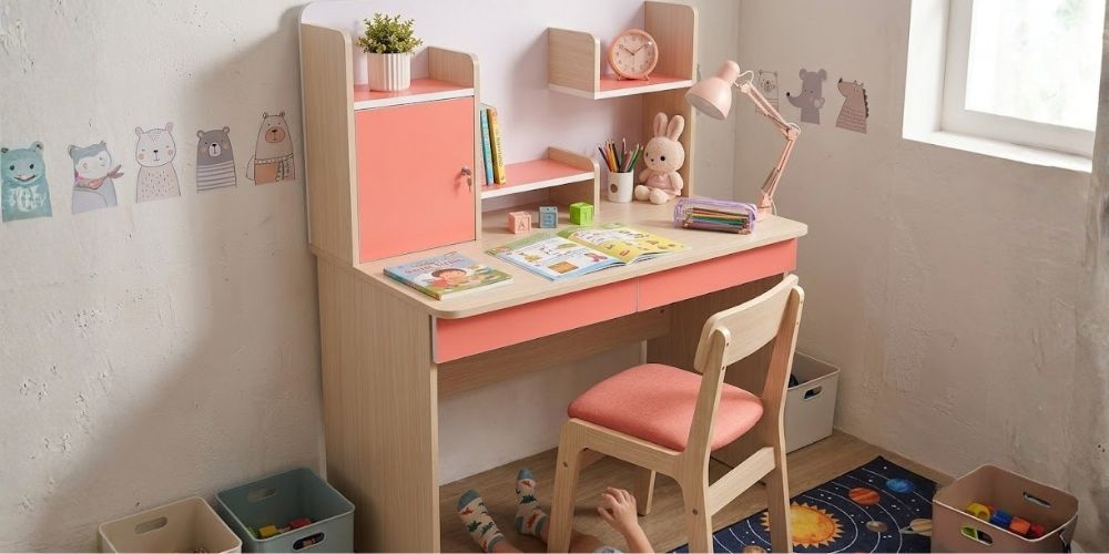 Bàn BHS407 là hệ giá sách tích hợp ngay phía trên mặt bàn tiện lợi